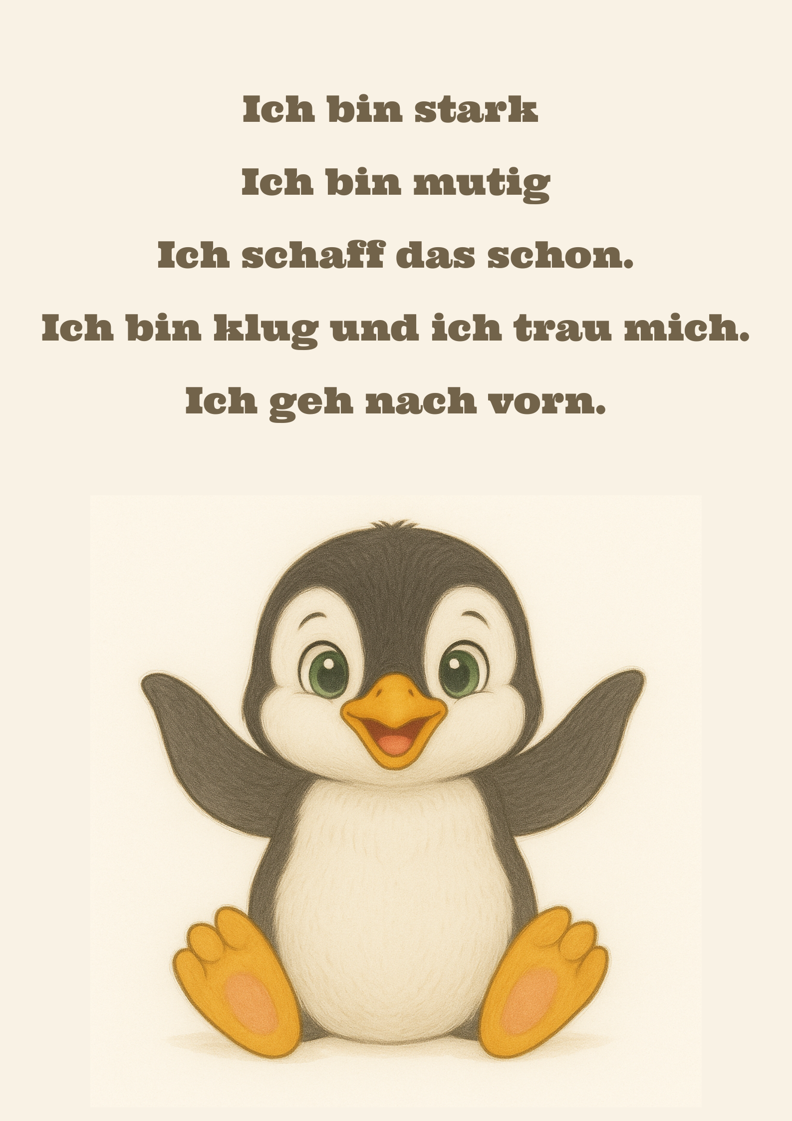 Poster Pinguinmotiv Mutmacher