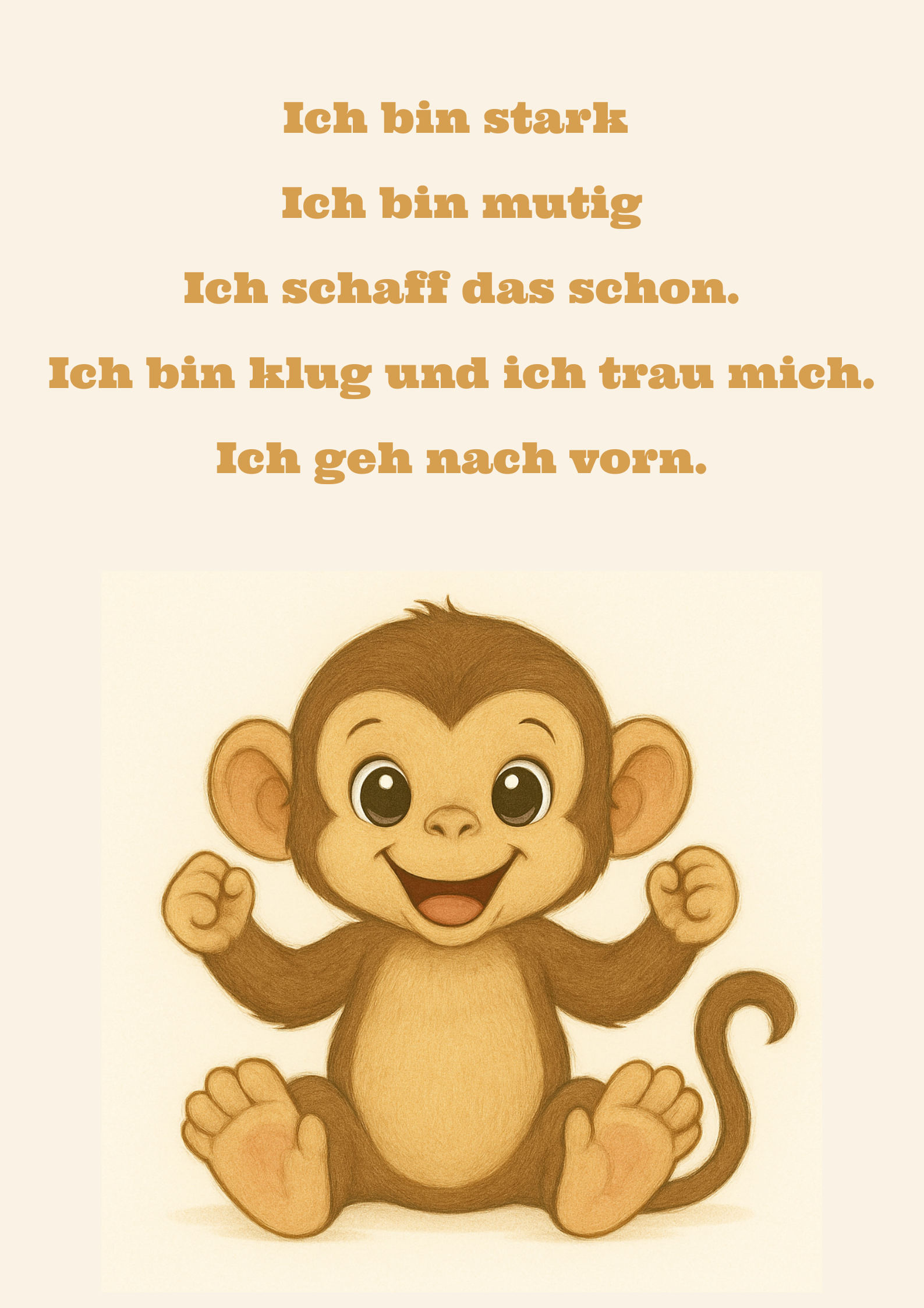 Poster Affenmotiv Mutmacher